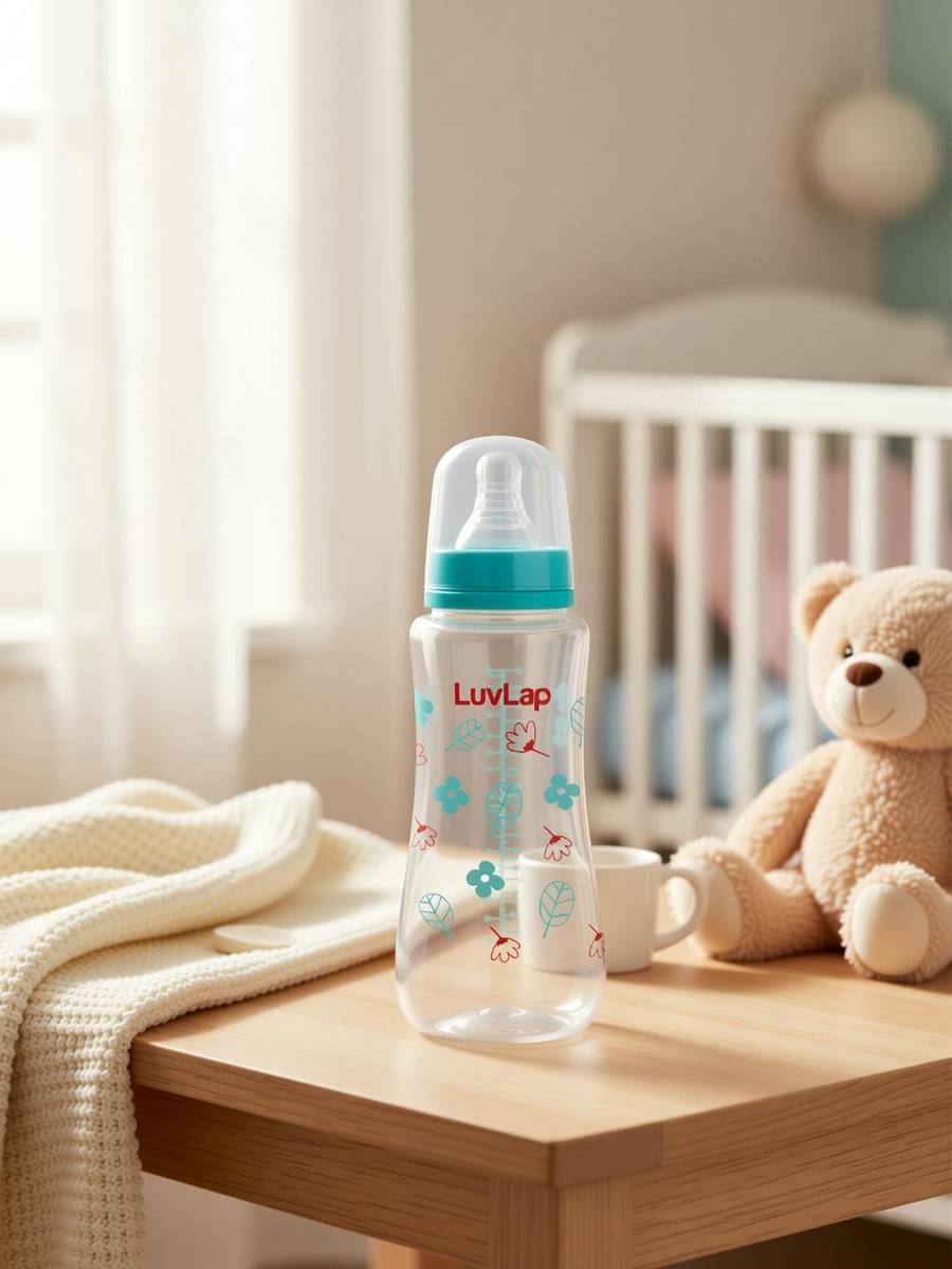 LuvLap Anti-Colic Slim Neck Essential Baby Feeding Bottle, Wild Flower Design - 250 ml — photo 2