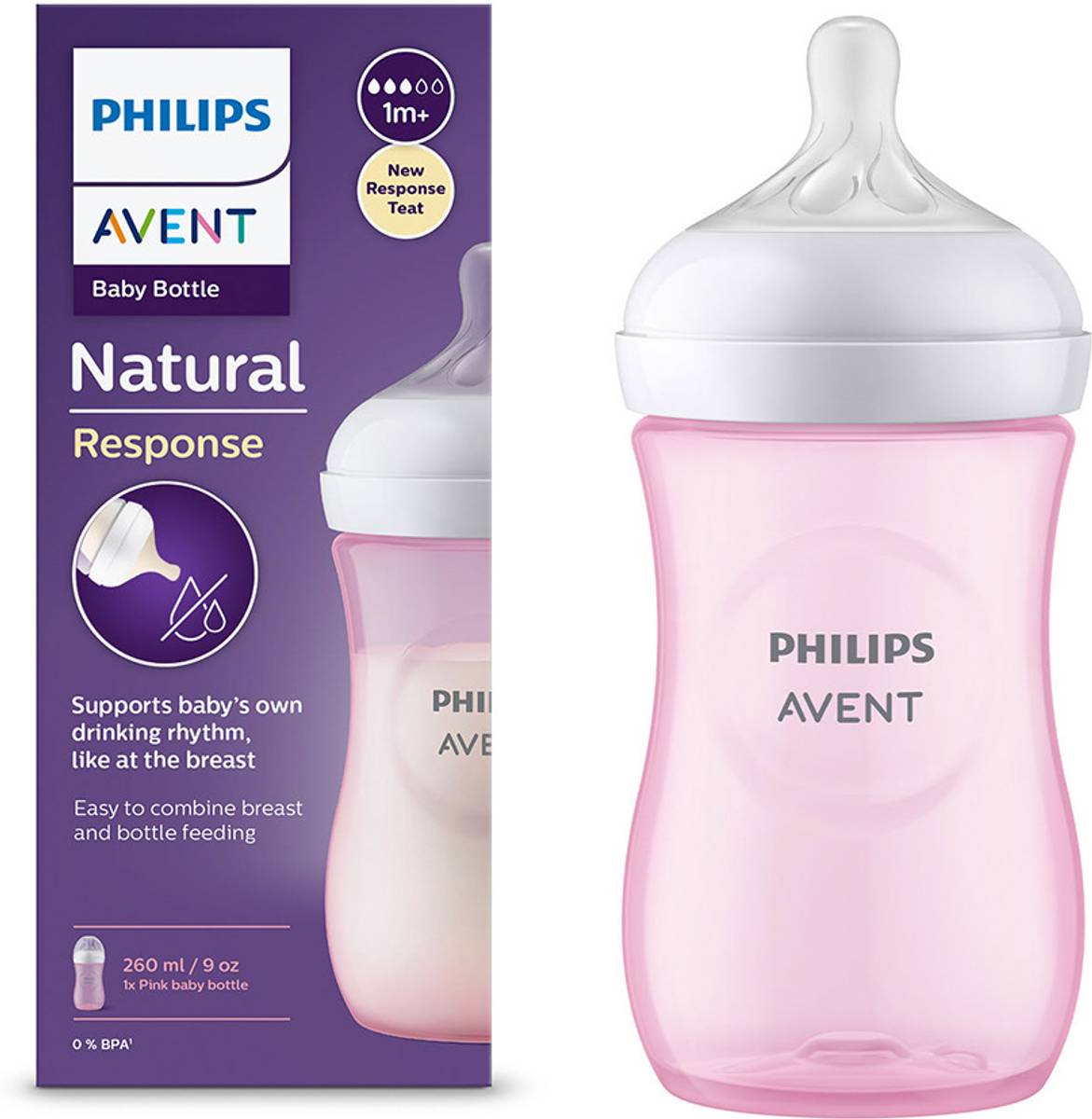 Philips Avent SCY903/11 Natural Response Baby Bottle for 3-6 months Medium Flow Nipple - 260 ml — photo 3