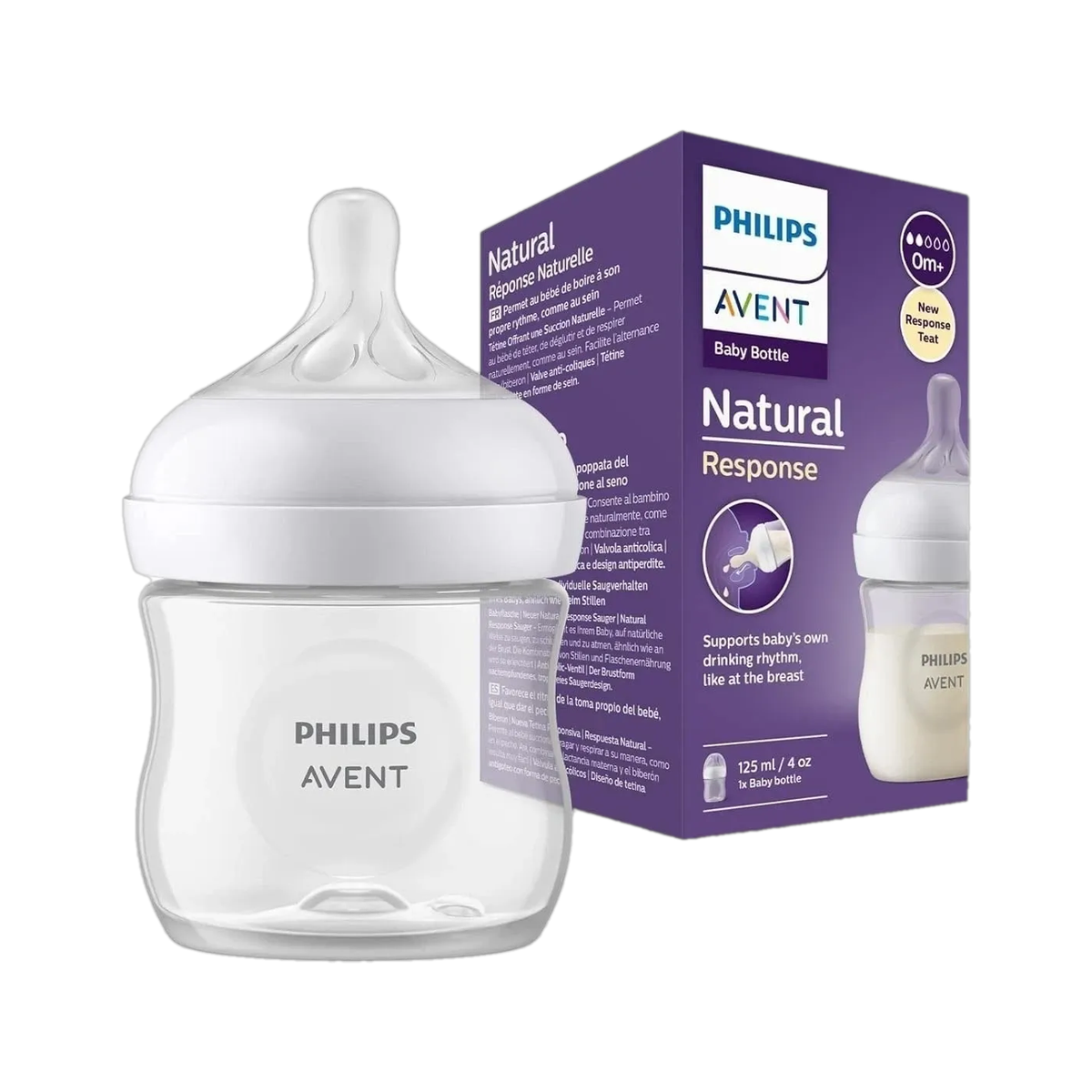 Philips Avent Natural Response Baby Bottle SCY900/01 | 0m+ age | BPA free | Pack of 1 - 125 ml