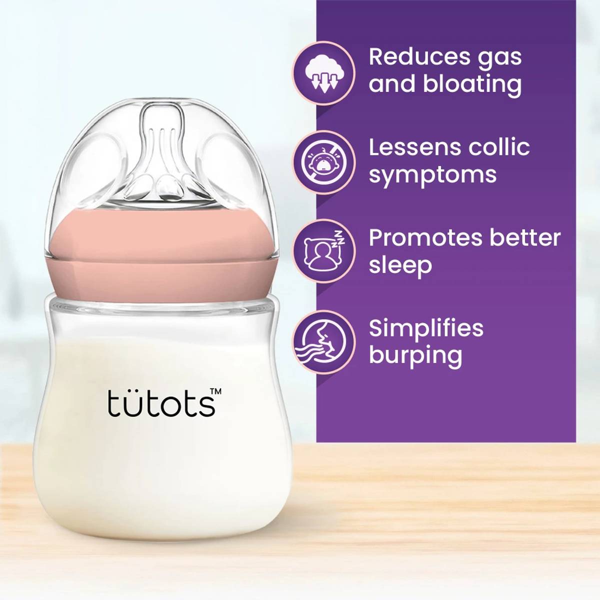 tutots Comfort Anti-Colic Wide Neck BPA Free Baby Feeding Bottle with Spiral Nipple - 150 ml — photo 3