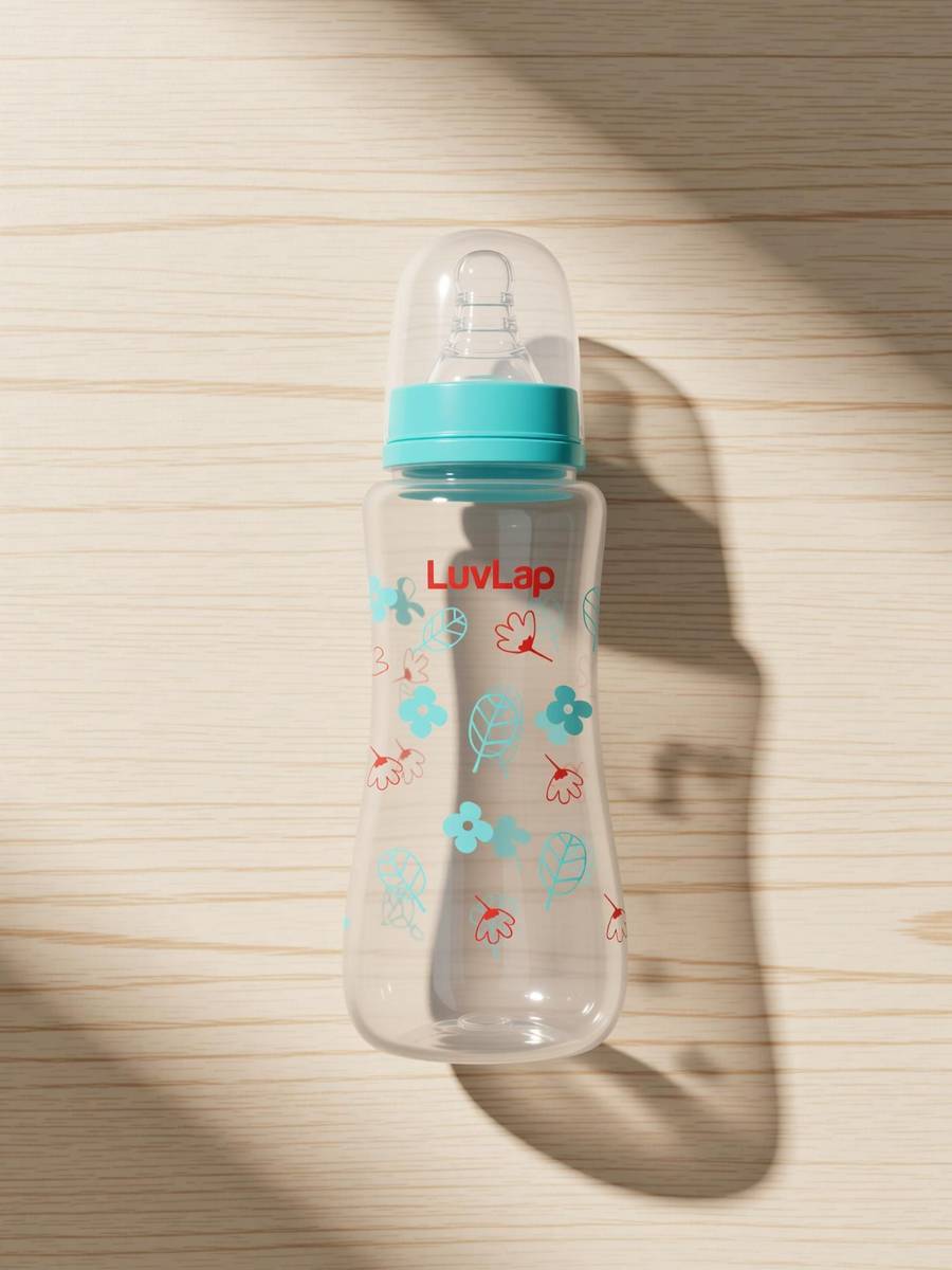 LuvLap Anti-Colic Slim Neck Essential Baby Feeding Bottle, Wild Flower Design - 250 ml — photo 4