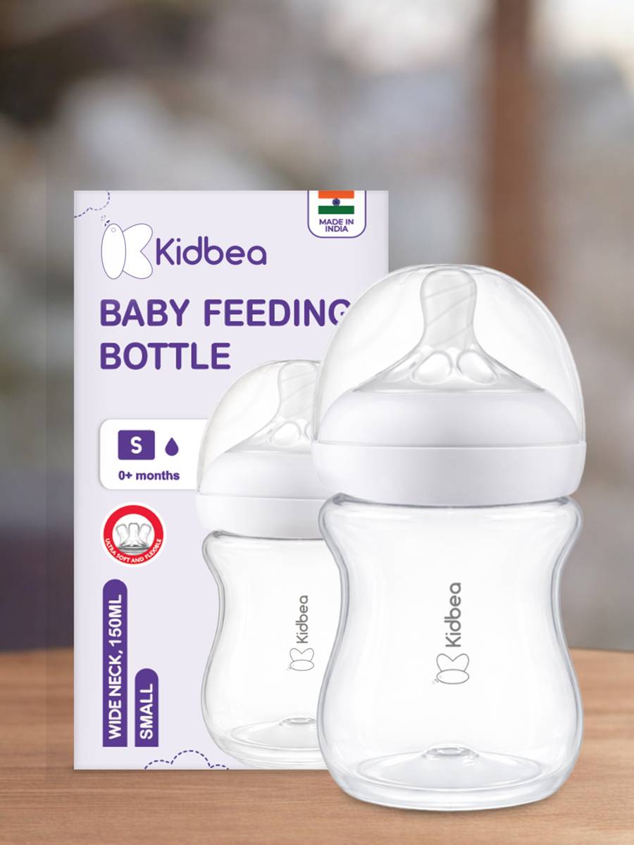 Kidbea Natural Milk Feeding Bottle, BPA-Free, Soft Nipple, Anti-Colic Design - 150 ml