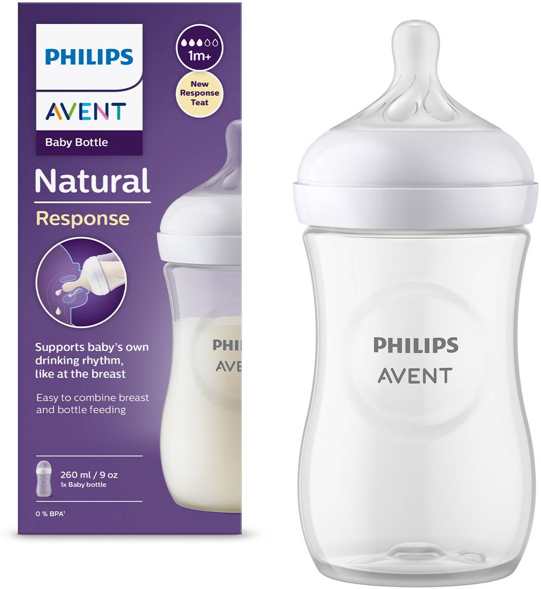 Philips Avent Natural Response Baby Bottle SCY903/01 | 1m+ age | BPA free | Pack of 1 - 260 ml — photo 4