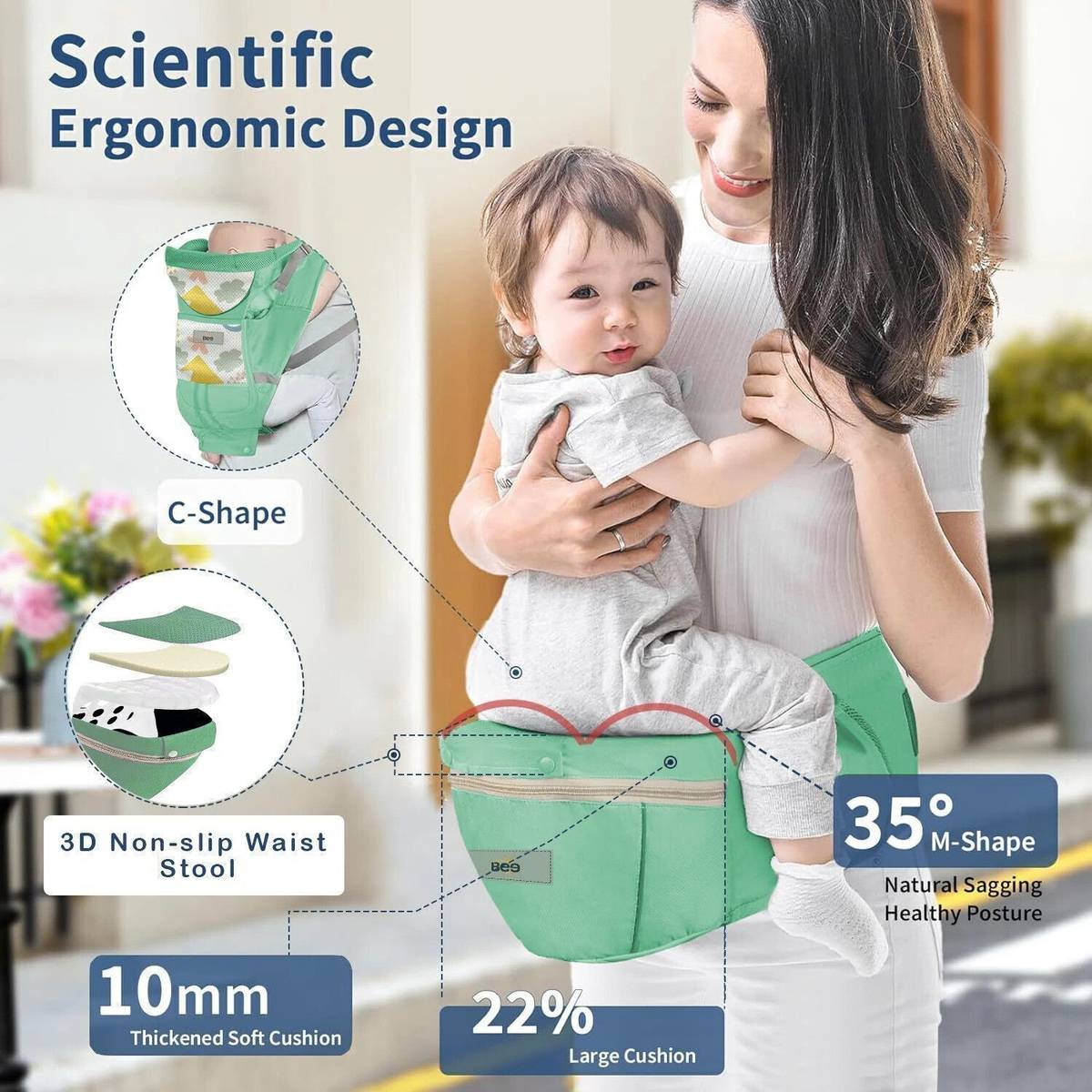 Golden Bee Baby carrier with Hip seat ,Multi carry Position,Ergonomic design( 4-36 months) Baby Carrier — photo 4