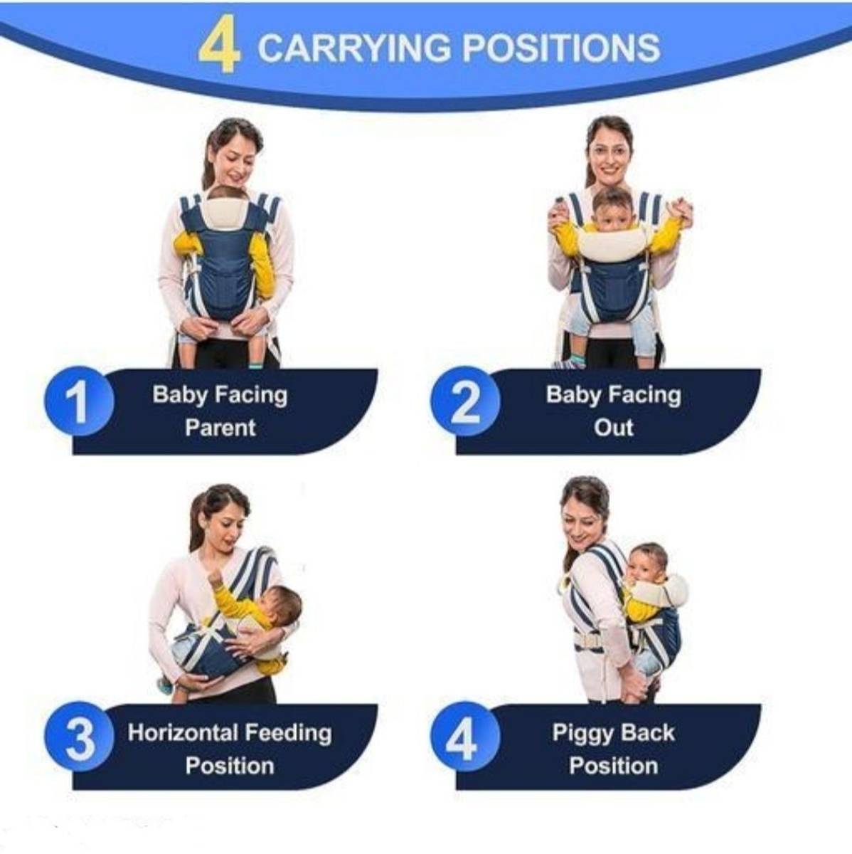 V N INTERNATIONAL High Quality Baby Carrier 4 In Position With Safety belt /Head Support Baby Carrier — photo 4