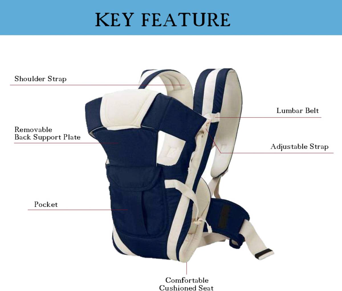Cutieful High Quality Bag with Strong Belt 4 in 1 Position Baby Carrier — photo 2