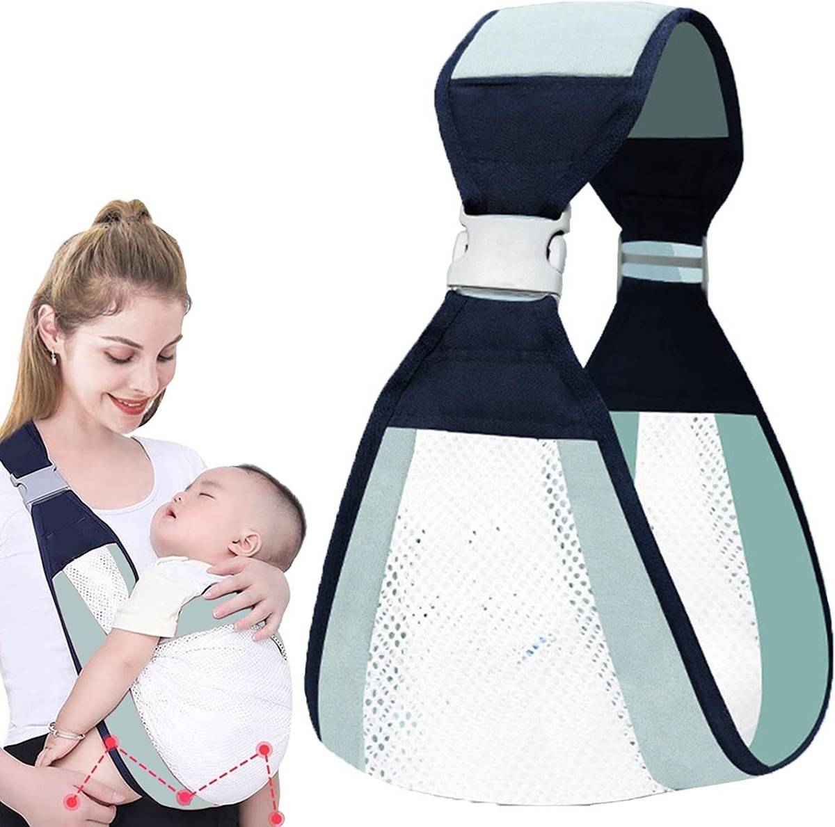 StayWay Thick Shoulder Straps Baby Sling Wrap for Newborn, Breathable Baby Carrier