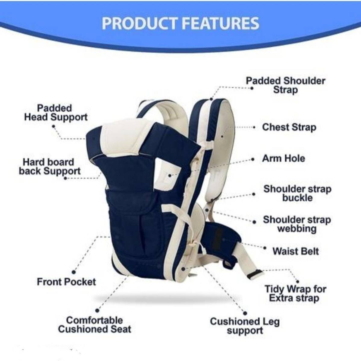 V N INTERNATIONAL High Quality Baby Carrier 4 In Position With Safety belt /Head Support Baby Carrier — photo 2