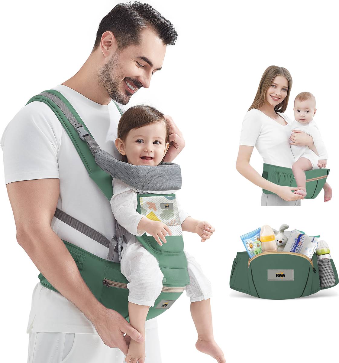 Golden Bee Baby carrier with Hip seat ,Multi carry Position,Ergonomic design( 4-36 months) Baby Carrier
