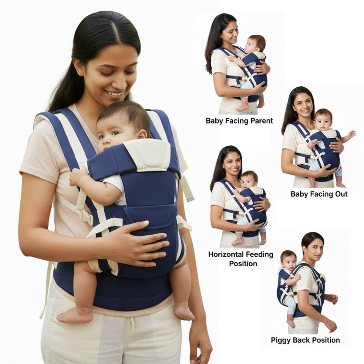 Lilnino 4-in-1 Multipurpose Baby Carrier for 0–24 Months with Adjustable Waist Belt Baby Carrier