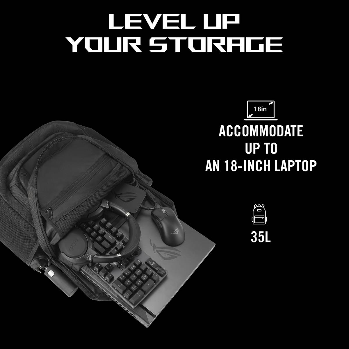 ASUS Gaming, ROG Ranger BP2800, Water Resistance, Luggage strap, for 18" laptop 35 L Laptop Backpack — photo 2