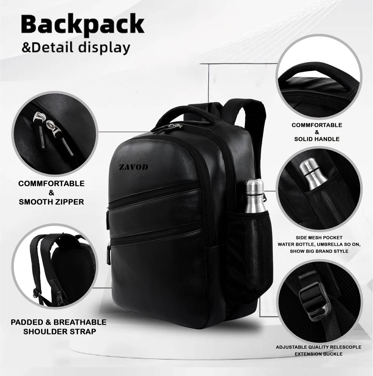Zavod Premium Faux Leather Backpack | Office, College & Travel Bag for Men & Women 34 L Laptop Backpack — photo 3