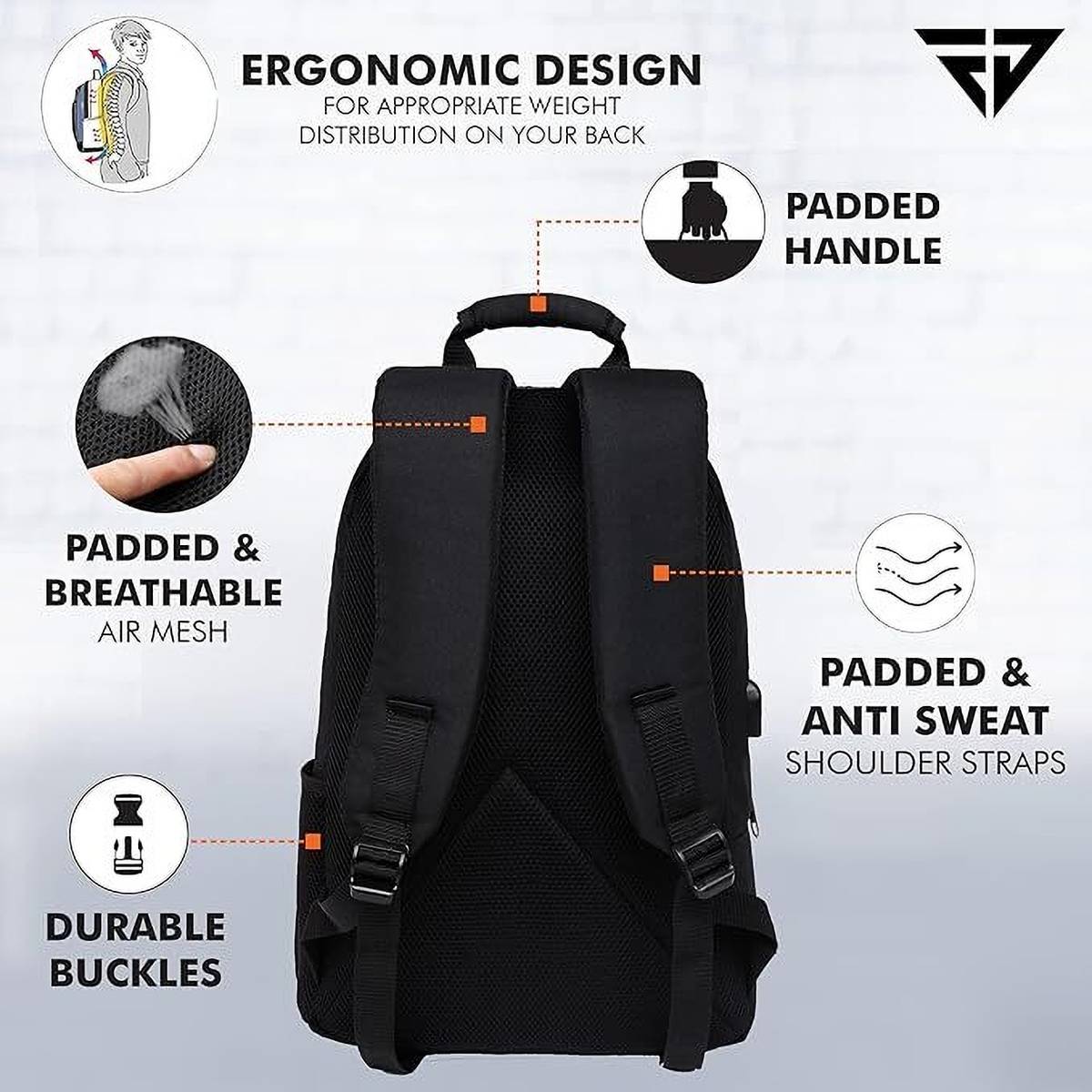 FUR JADEN With Anti Theft Number Lock and USB Charging for Men Women 22 L Laptop Backpack — photo 3