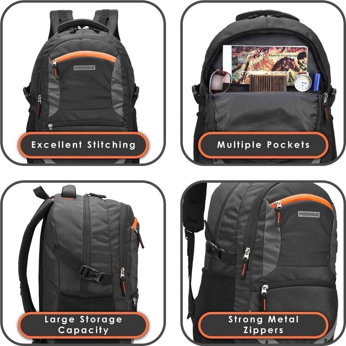 PROVOGUE unisex Spacy with rain cover and reflective strip 35 L Laptop Backpack — photo 3
