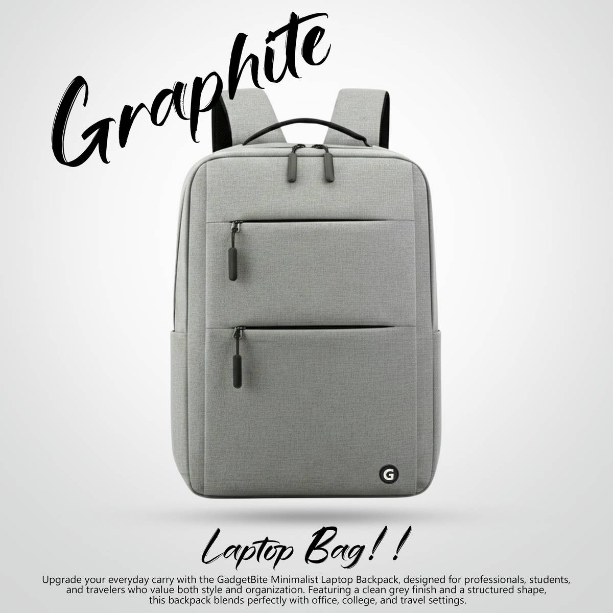 GadgetBite Graphite 20L PU Leather Laptop Bag 15.6inch with Luggage Strap & Bottle Pocket 20 L Laptop Backpack — photo 2