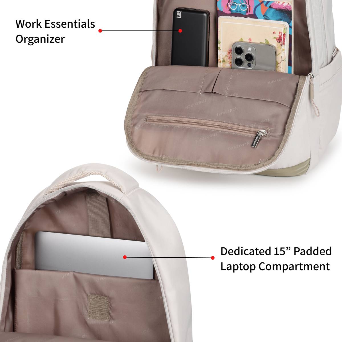Fastrack Off-white Rush Laptop Backpack 23.33 L Laptop Backpack — photo 4