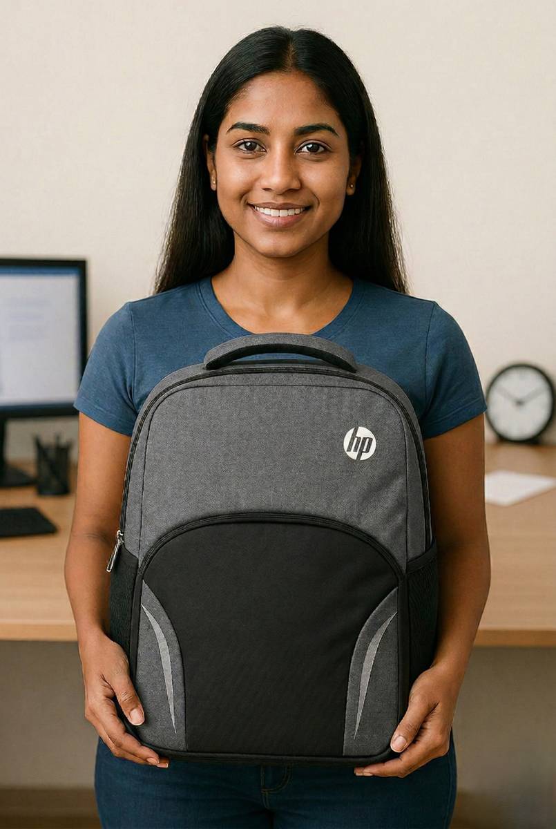 HP Grey and black with reflective stripes 30 L Laptop Backpack — photo 2