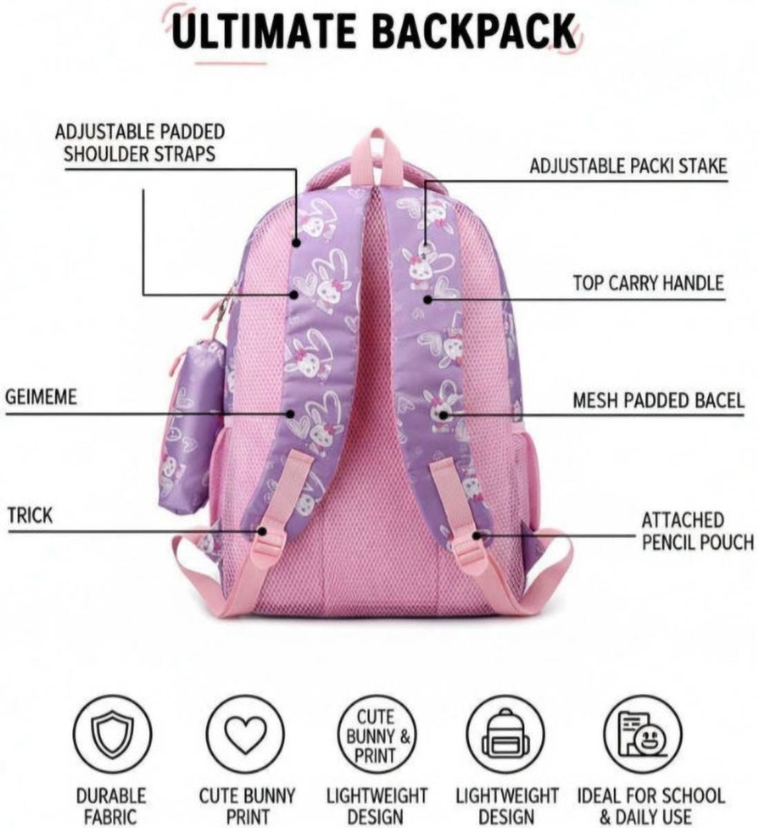 Gloft Girls Printed Backpack Bag Perfect for College & Schools 35 L Trolley Laptop Backpack — photo 4