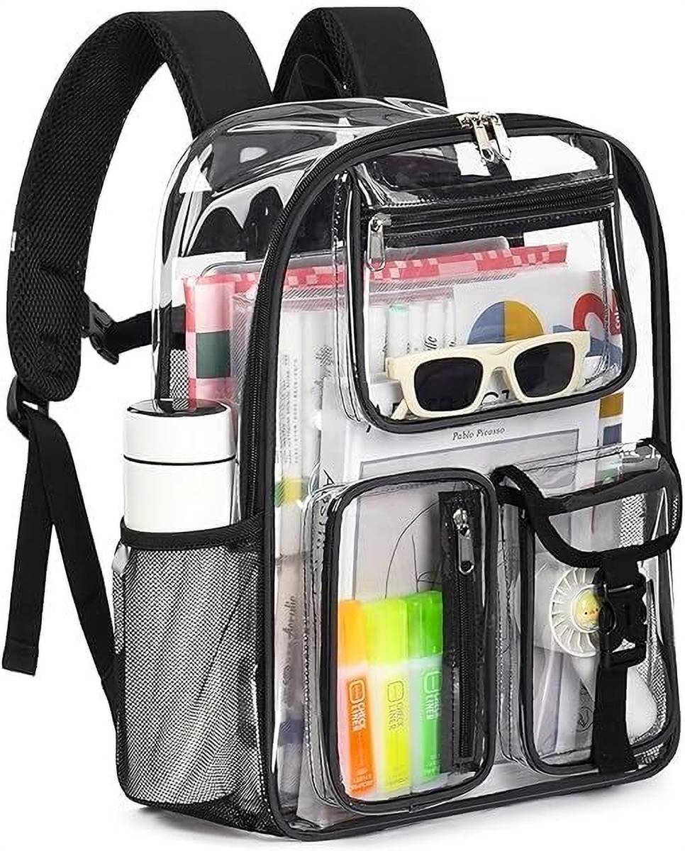 GURTX Heavy Duty Clear Backpack For Boys Girls Women Men, 17 Inch Clear Bookbag 14 L Backpack
