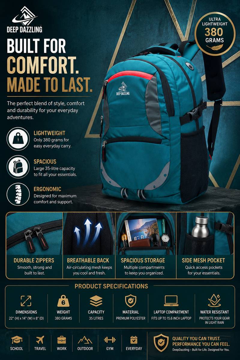 Unisex Spacy School Collage Bag & Backpack With Rain Cover And Reflective Strip 35 L Trolley Laptop Backpack — photo 2