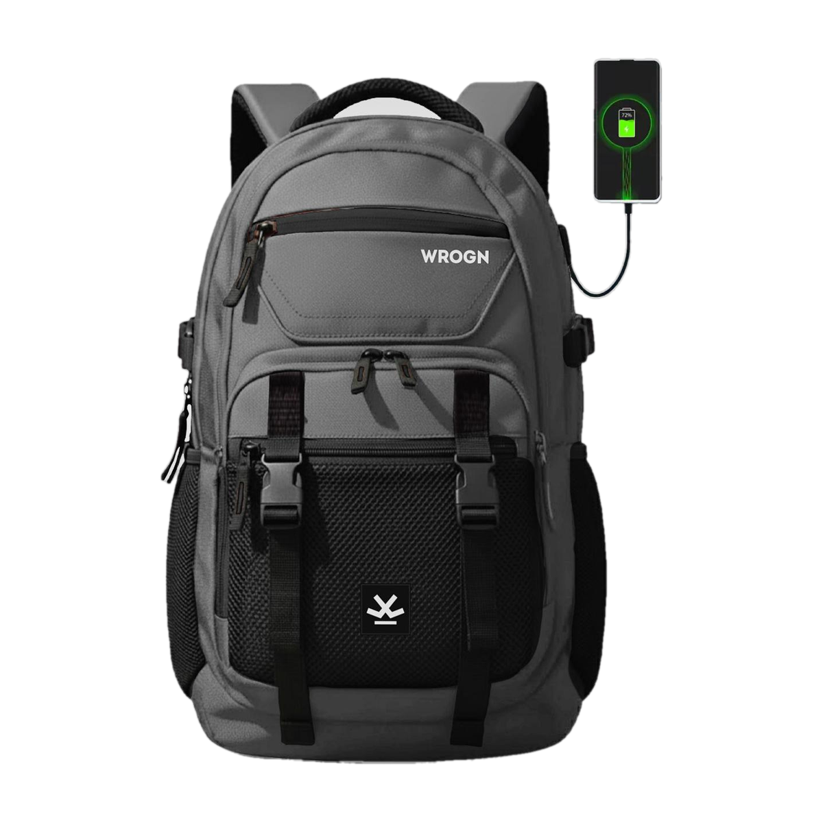 WROGN Unisex Ashper 2.0 with USB Port, Rain Cover and Reflective Strip 42 L Laptop Backpack