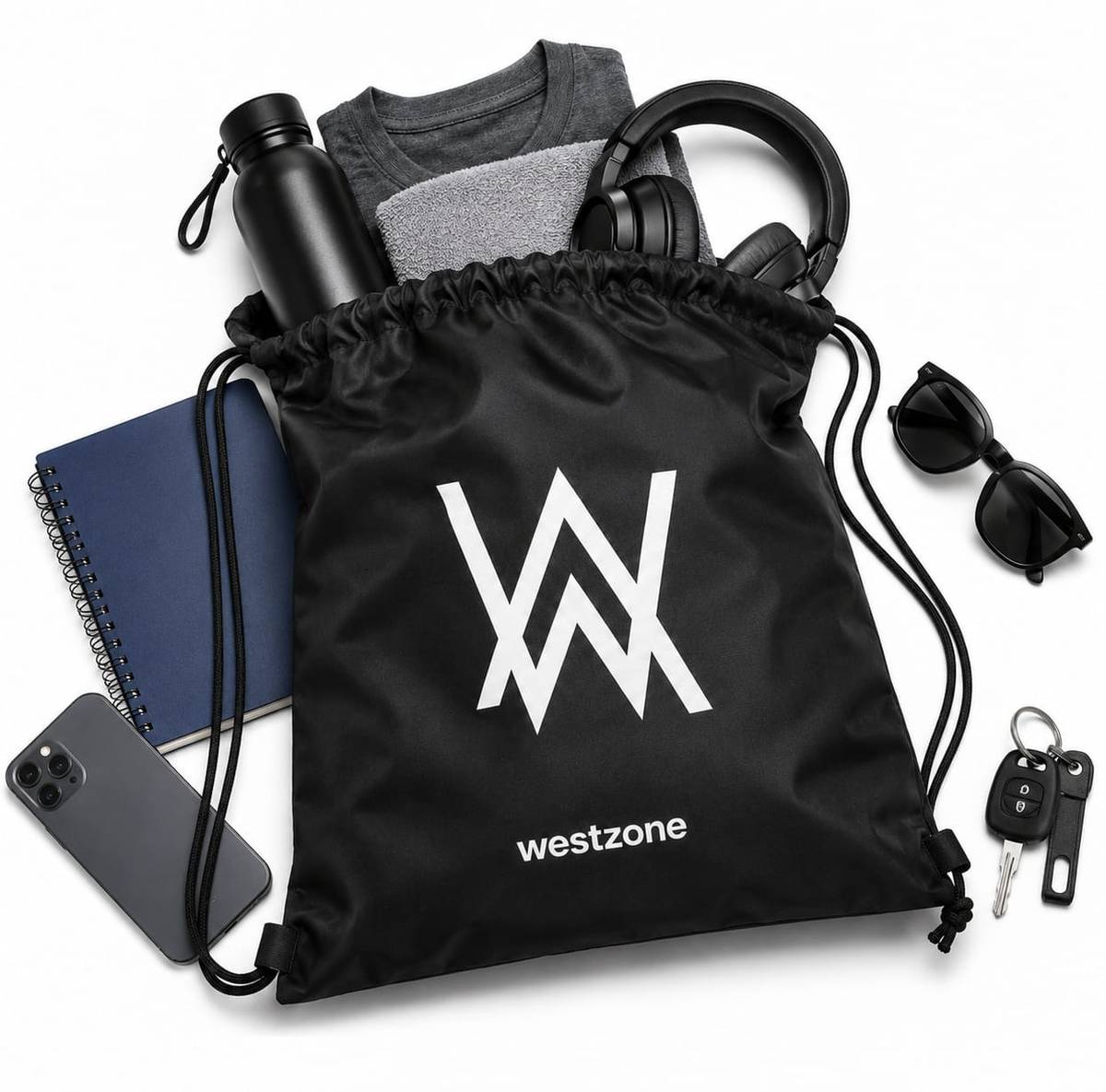 Gym Bag for Men & Women | Black Drawstring Sports Bag 10.5 L Backpack — photo 2