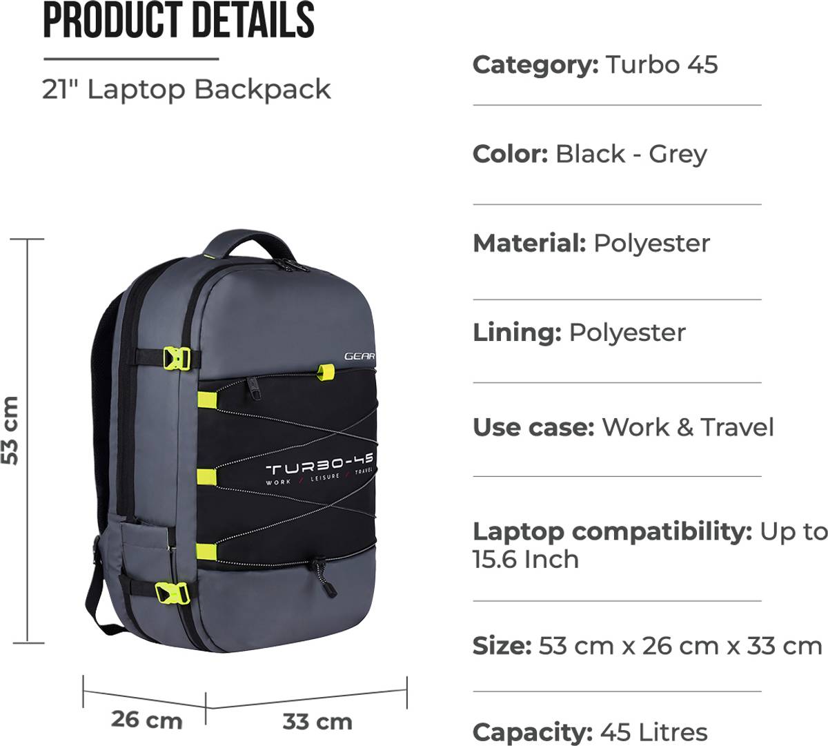 Gear Turbo 45 Expandanle Travel 45 L Laptop Backpack — photo 3