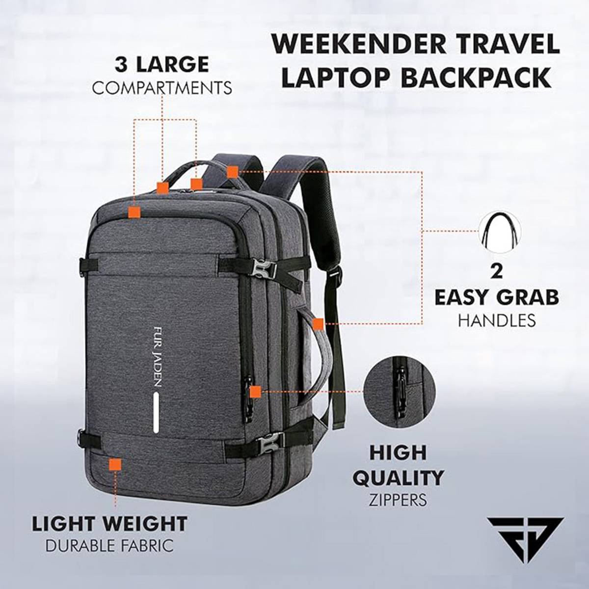 FUR JADEN Weekender Travel Bag with Anti Theft Pocket, Organizer Pockets 38 L Laptop Backpack — photo 3