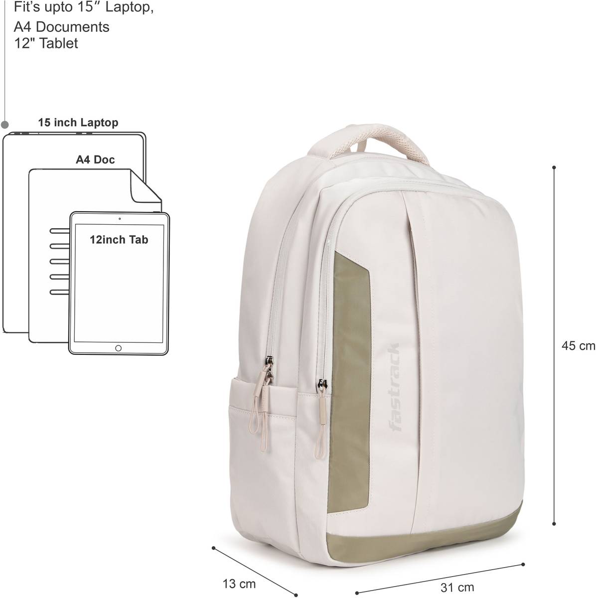 Fastrack Off-white Rush Laptop Backpack 23.33 L Laptop Backpack — photo 2