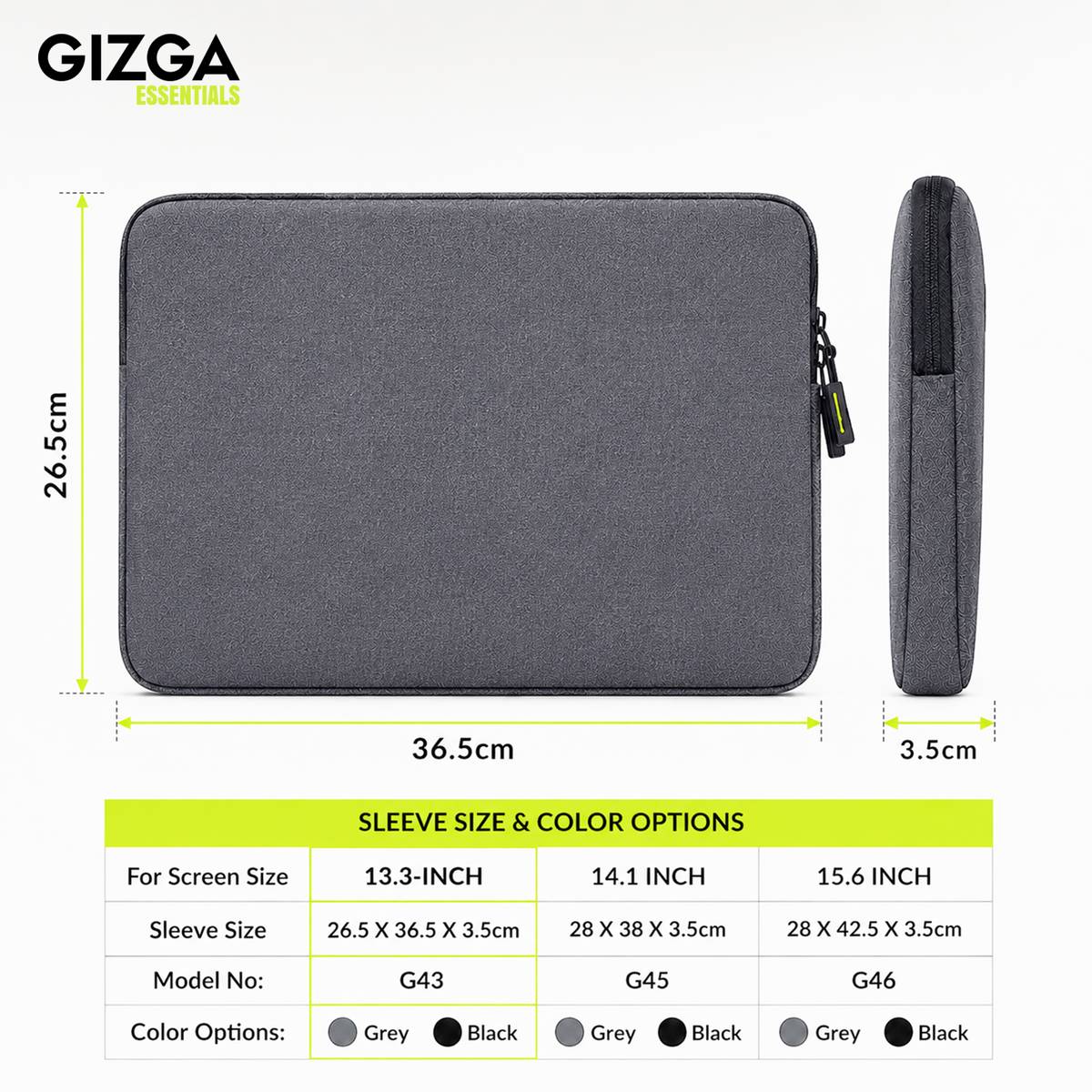 Gizga Essentials Laptop Bag Sleeve for 13.3 Inch Laptop MacBook, Protective, Nylon Fabric Laptop Sleeve/Cover — photo 5