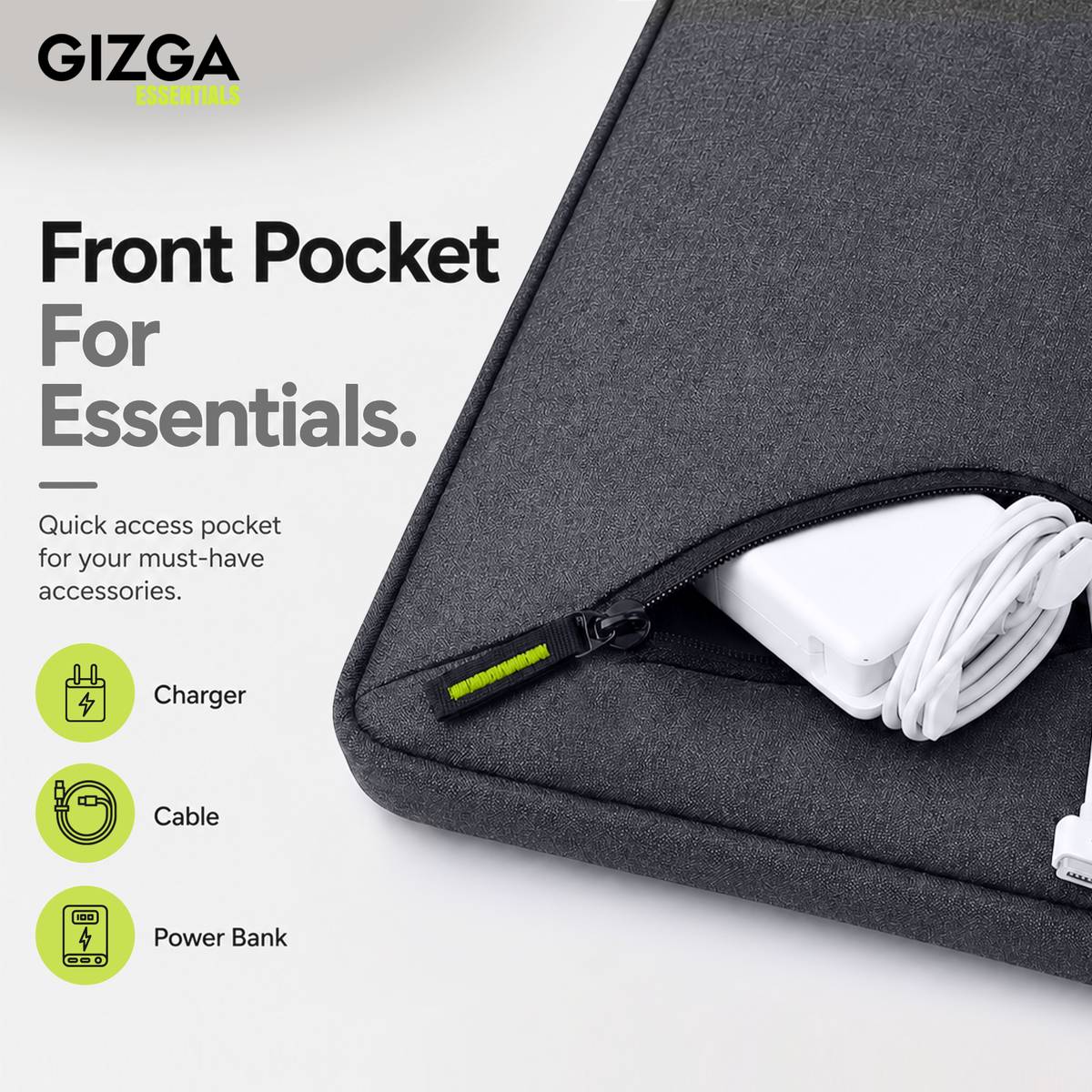 Gizga Essentials Laptop Bag Sleeve for 13.3 Inch Laptop MacBook, Protective, Nylon Fabric Laptop Sleeve/Cover — photo 3