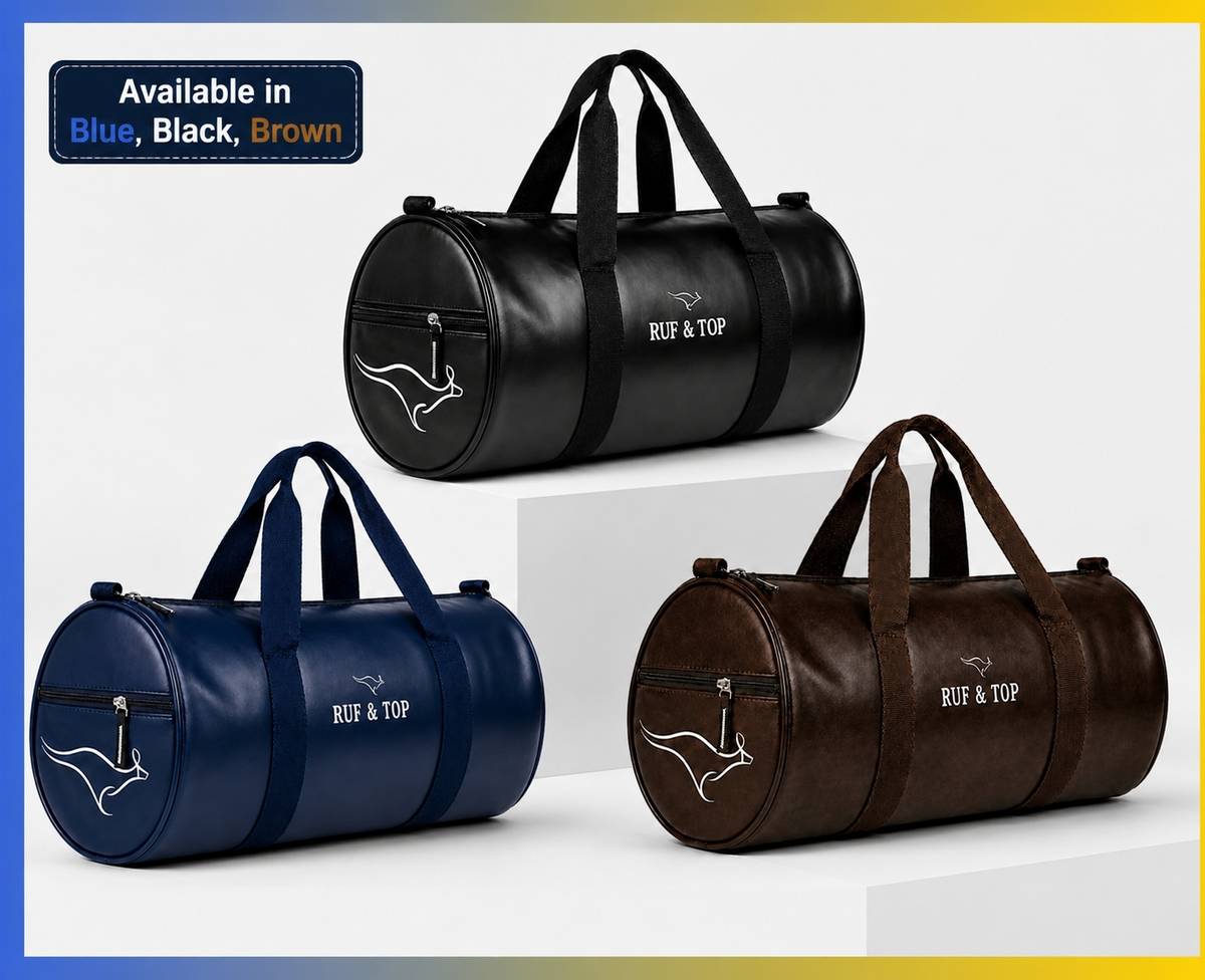 Brown Faux Leather Gym and Travel Duffle Bag for Men and Women Waterproof Weekender — photo 4