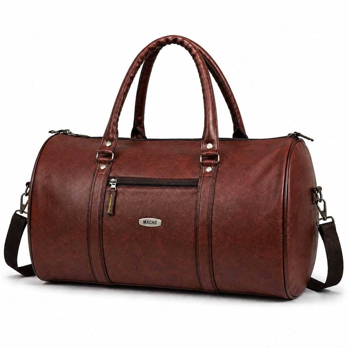 Premium PU Leather Duffel Travel Bag Gym Sports Weekender Bag for Men Women Duffel Without Wheels