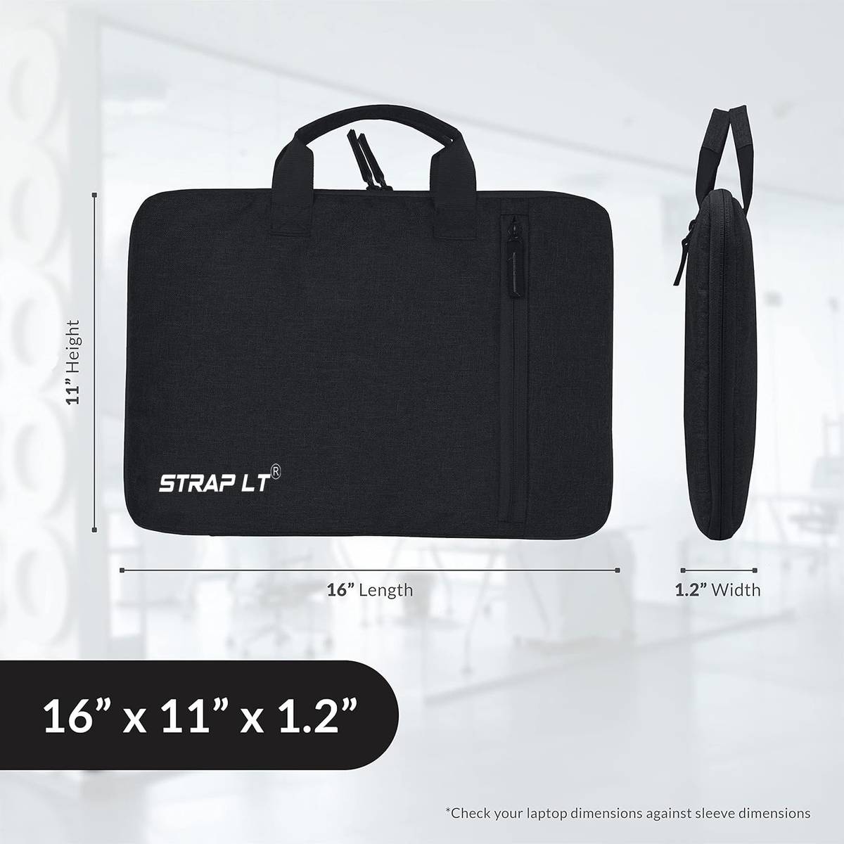 Straplt Laptop Sleeve Case 15.6-16 Inch 180 Degree Opening Handle Laptop Bag With Pouch Waterproof Laptop Sleeve/Cover — photo 3