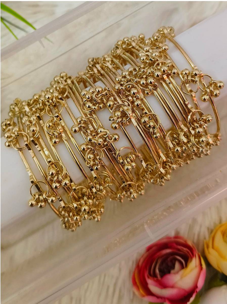 KrishnaMart Metal Beads Bangle Set