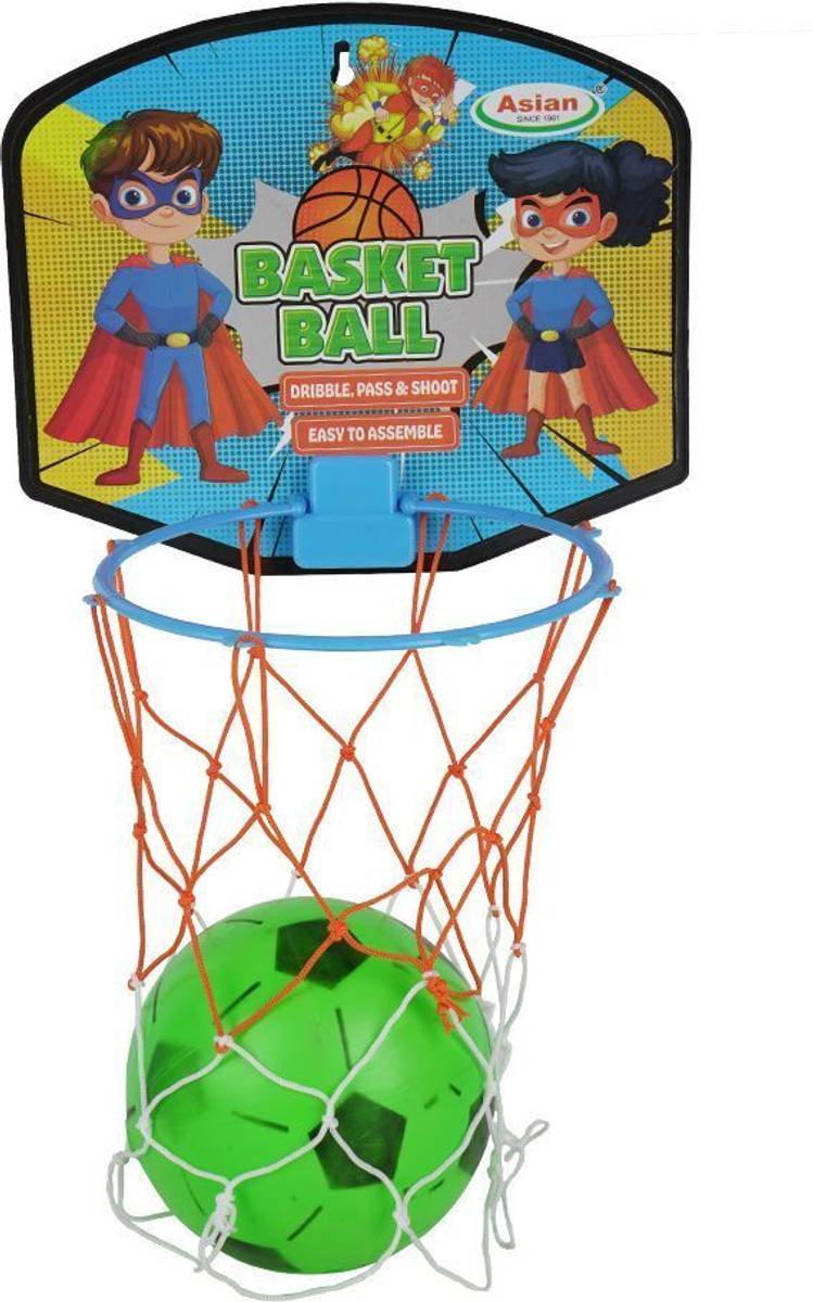 asian Multicolor Portable Basket Ball Super Hero | Kids Sports Toy | Fun Game Basketball Ring