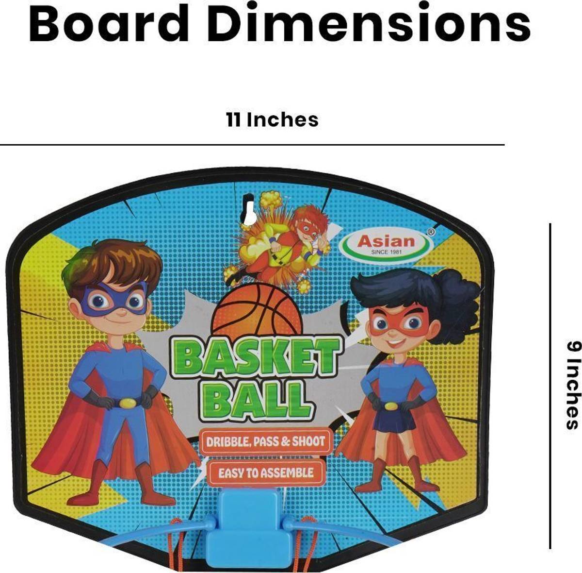 asian Multicolor Portable Basket Ball Super Hero | Kids Sports Toy | Fun Game Basketball Ring — photo 4