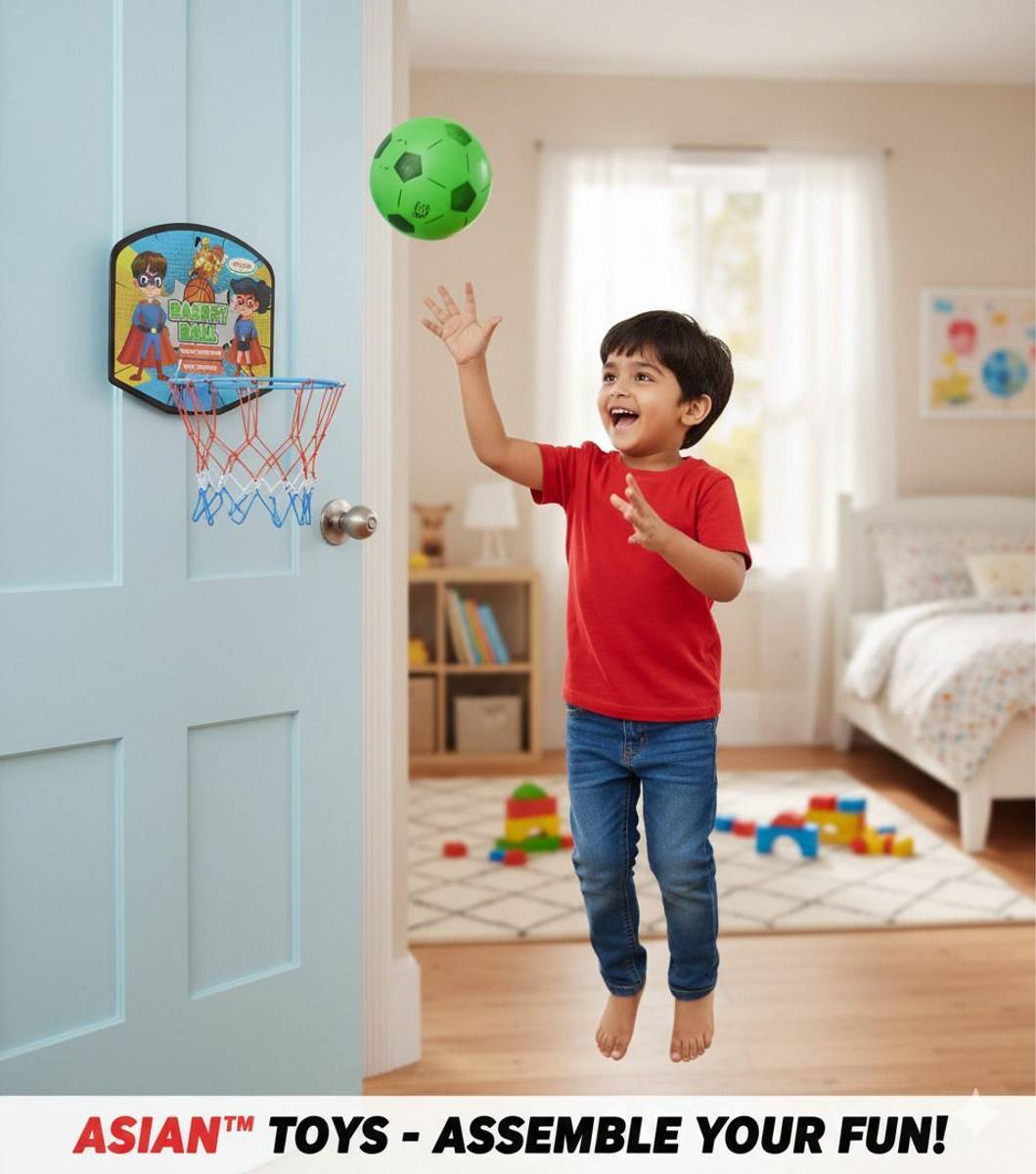 asian Multicolor Portable Basket Ball Super Hero | Kids Sports Toy | Fun Game Basketball Ring — photo 2
