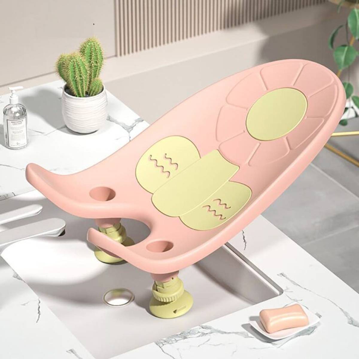 StarAndDaisy CozyCare Baby Bather, Comfortable & Easy-to-Use Bath Seat for 0-18 months,Pink