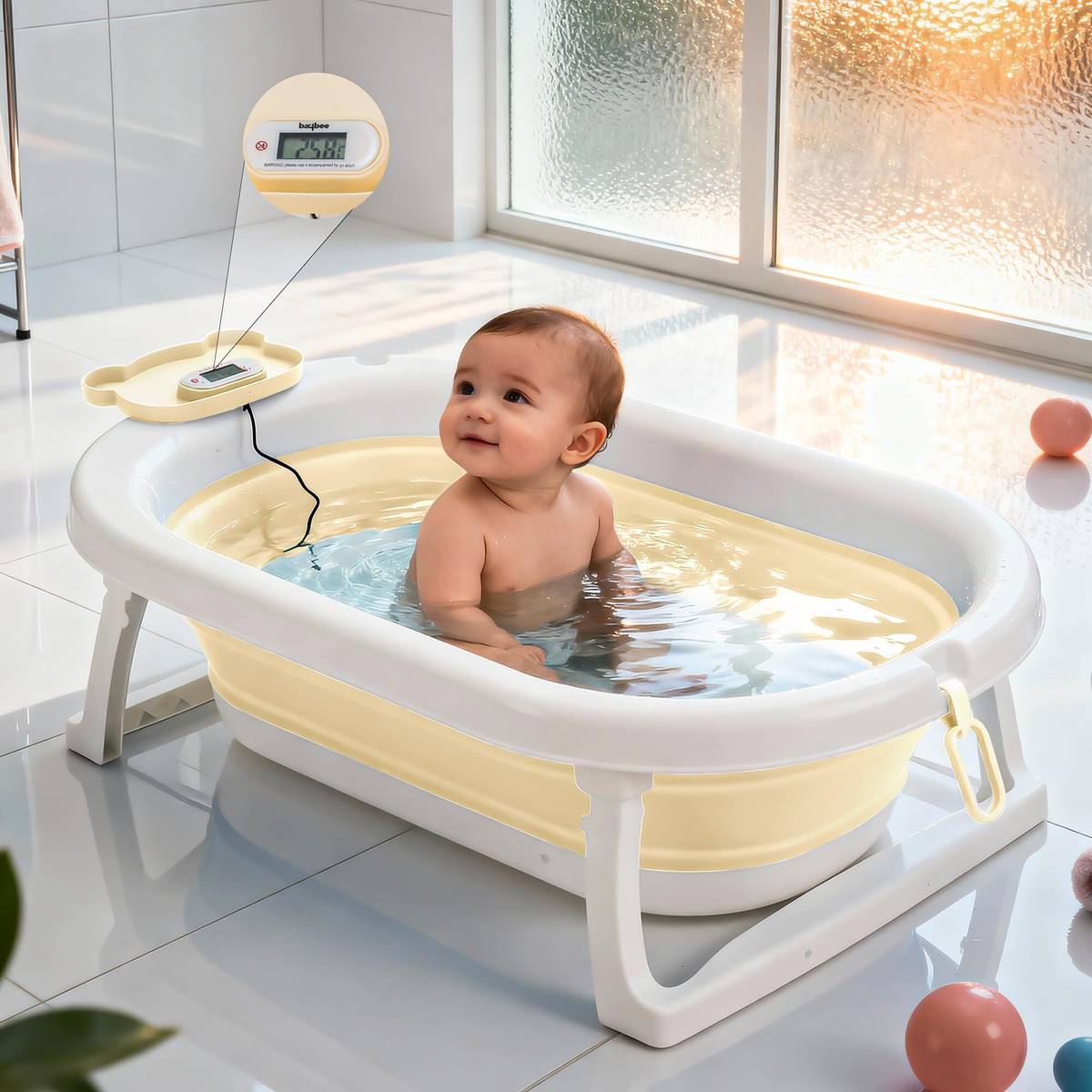 baybee Baby Bathtub & Bath Seat for Kids | Baby Bather Chair With Temperature Sensor