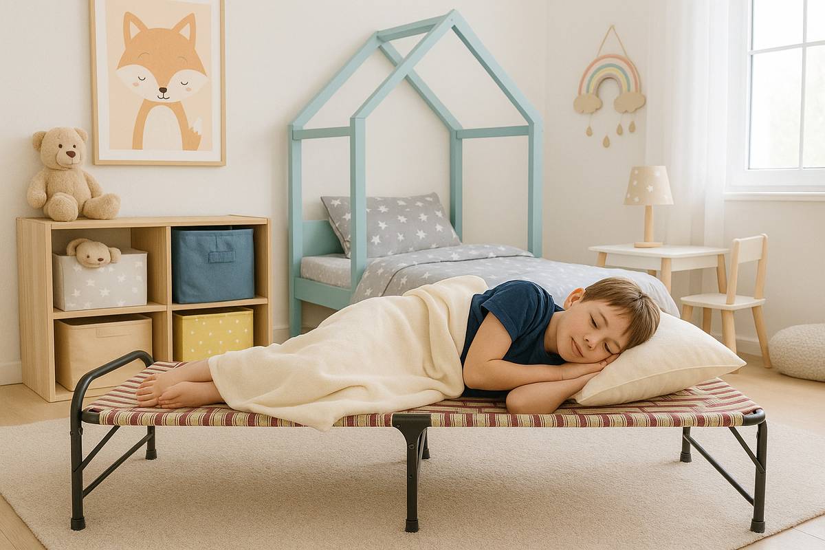 Naturify Single Folding Bed with Strong Nylon Weaving Metal Single Bed, 182 cm x 76 cm (5.97 ft x 2.49 ft) — photo 4