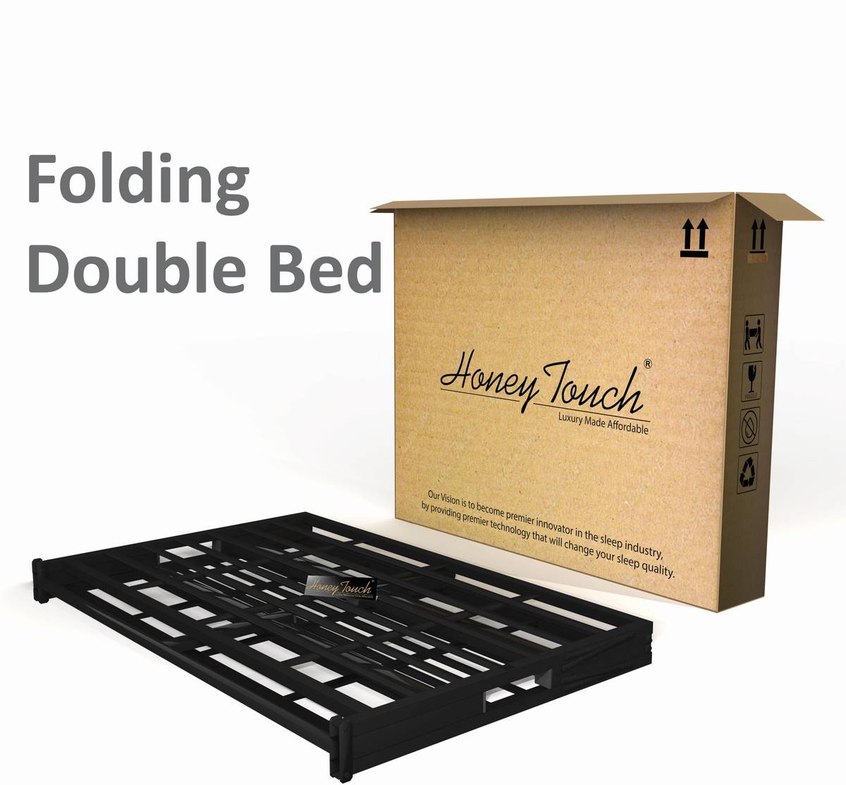 HoneyTouch Base-Metal-Black Frame-4 Metal Double Bed, 198 cm x 122 cm (6.5 ft x 4.0 ft) — photo 4