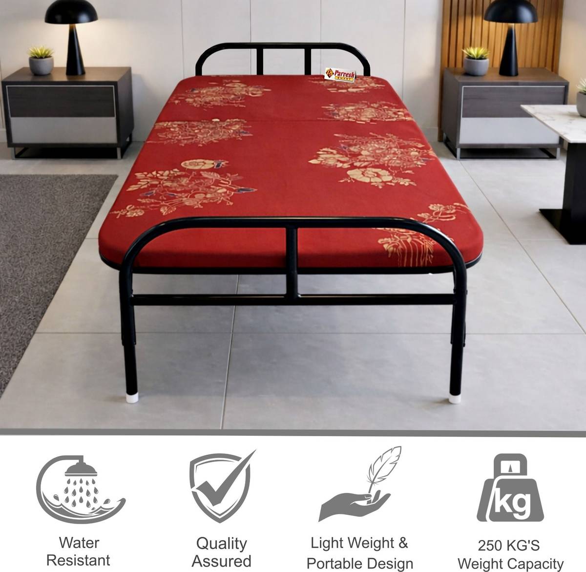PS PARVESH SMART Mattress bed Metal Single Bed, 183 cm x 91 cm (6.0 ft x 2.99 ft) — photo 3