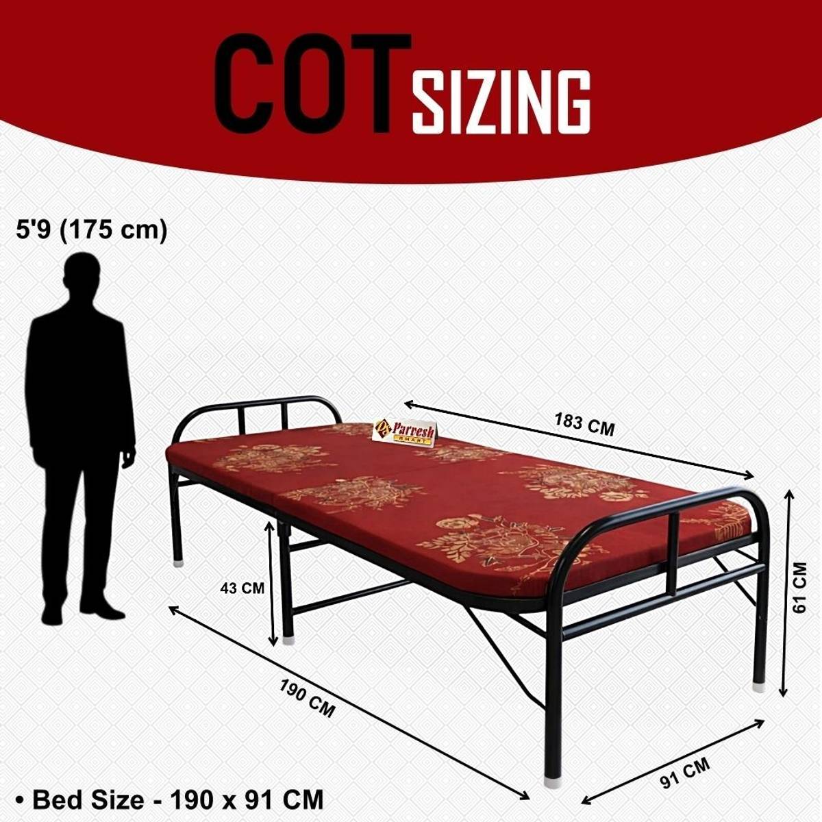 PS PARVESH SMART Mattress bed Metal Single Bed, 183 cm x 91 cm (6.0 ft x 2.99 ft) — photo 2