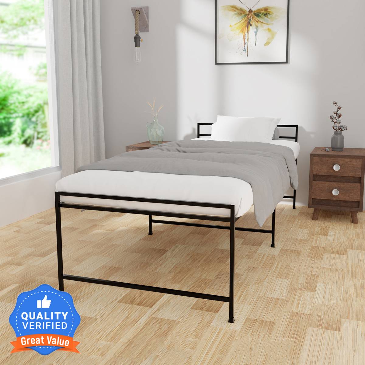 Flipkart Perfect Homes Studio Metal Bed Frame Metal Single Bed, 186 cm x 89 cm (6.1 ft x 2.92 ft)