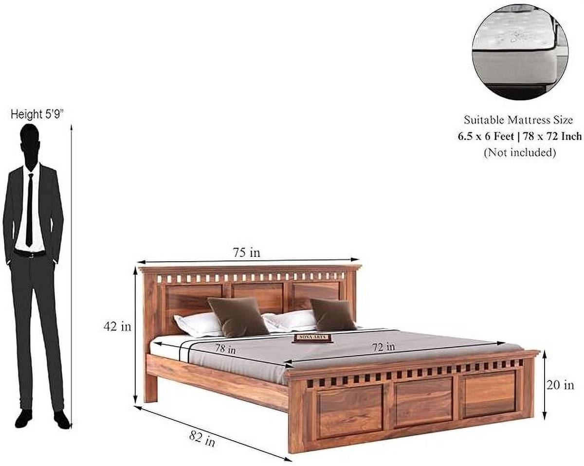 SONA ART & CRAFTS Kuber Sheesham Wood King Size Bed Without Storage Solid Wood King Bed, 208 cm x 190 cm (6.82 ft x 6.23 ft) — photo 2