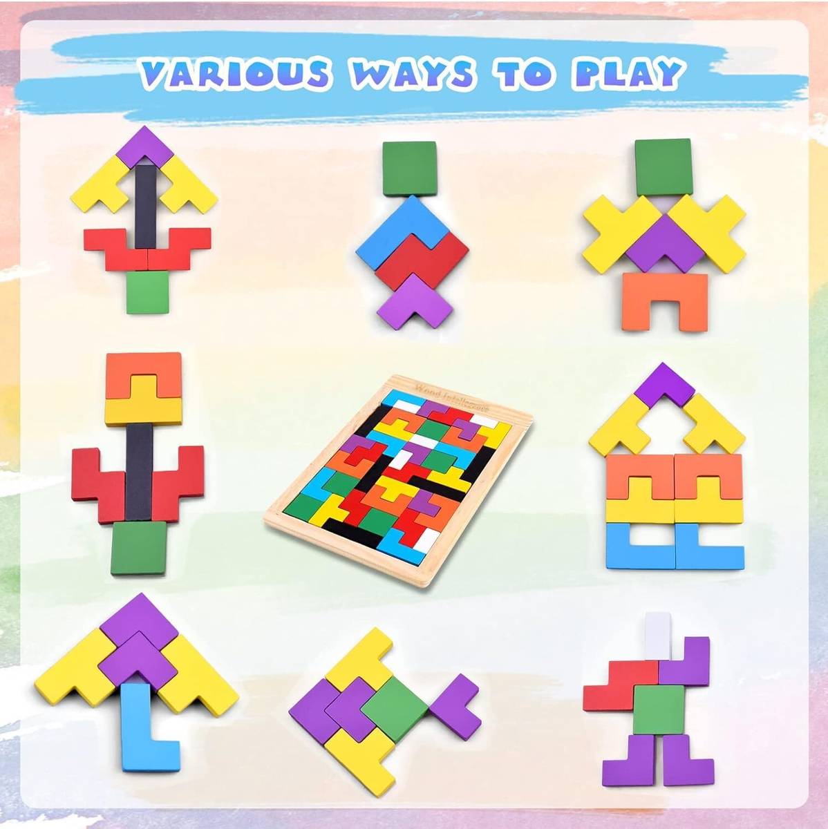 ZARQITO Wooden Russian Blocks Puzzles for Kids Adults, Wood Intelligence Puzzle for Kids — photo 4