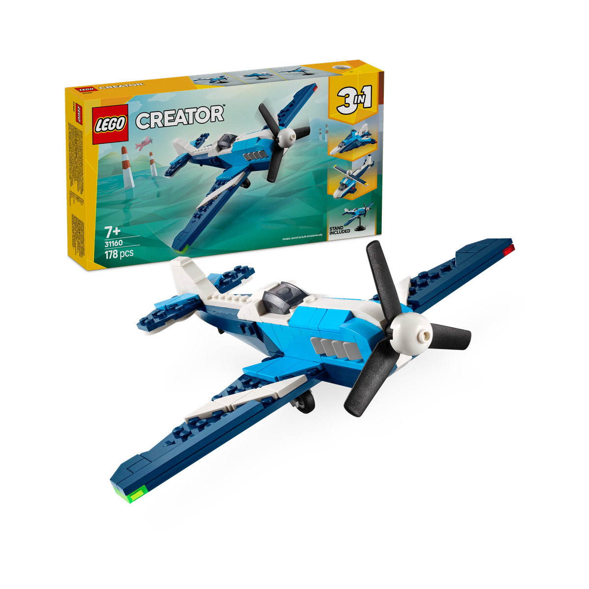Creator 3in1 Aircraft: Race Plane Toy Vehicle Playset 31160 (178 Blocks)