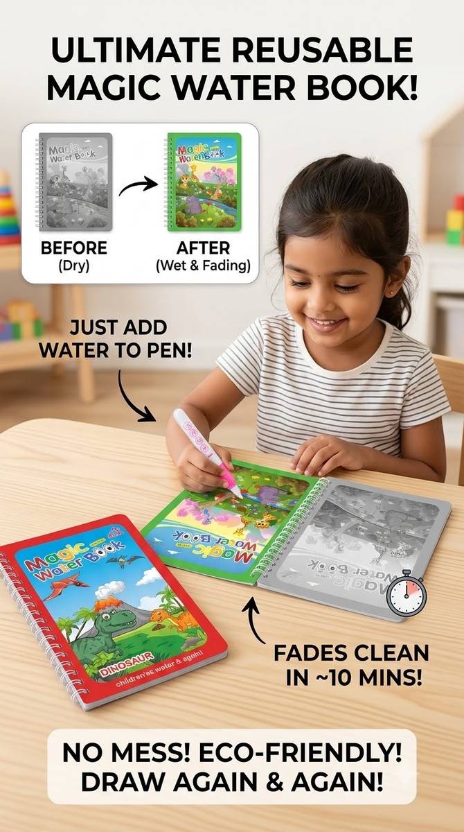 AGPglobal Kids Magic Water Drawing Books Set of 3 Educational Board Games — photo 5