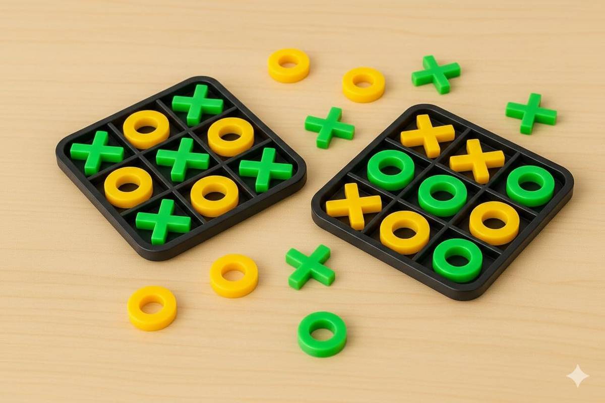 Tic Tac Toe Board Game for Kids & Adults | XO Strategy Puzzle with Coins Board Game Accessories — photo 2